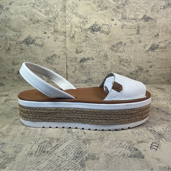 POPA WHITE  SAONA PLATFORM MENORCAN SANDALS - Picture 1 of 13